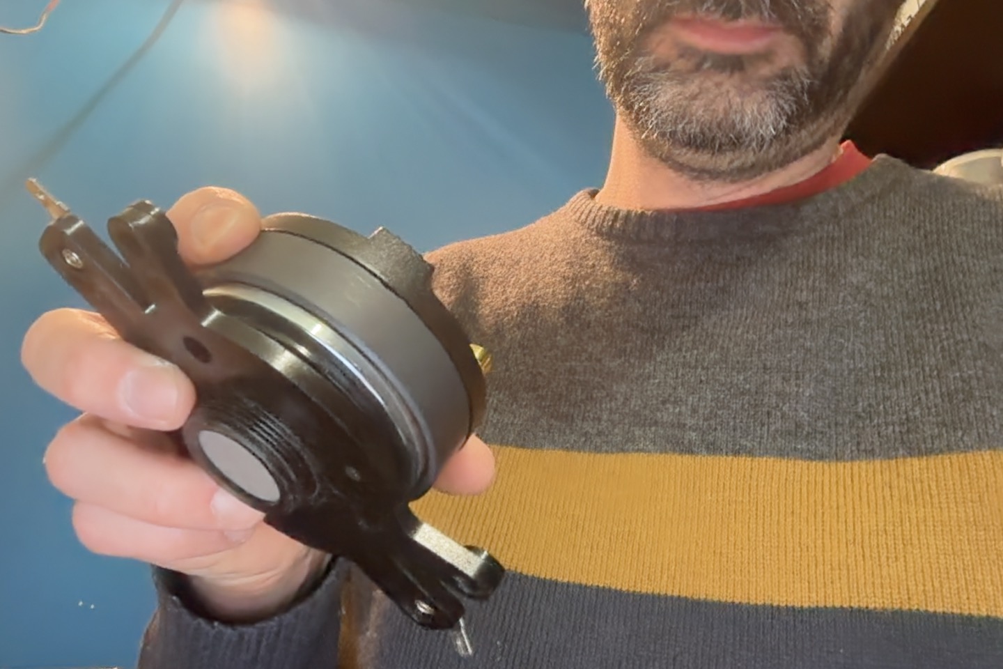 Transducer component during prototyping.