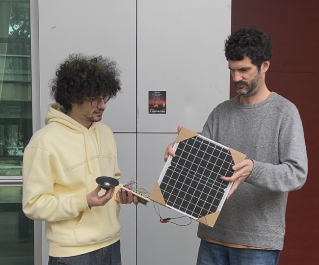 Solar-powered musical interface prototype.